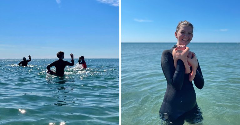 Séance d'aquaboxing en mer, sport aquatique